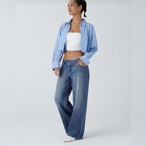 HALARA Asymmetrical Flex Denim Wide Leg Blue Jeans Women’s LR L Regular